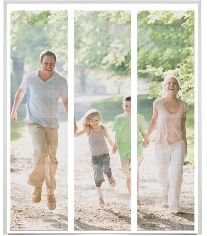 Premium magnetische Insektenschutztür, Doppeltür-Design für den Balkon, kein Bohren erforderlich, schwarzes Fliegengitter aus Netzgewebe, 120 x 180 cm