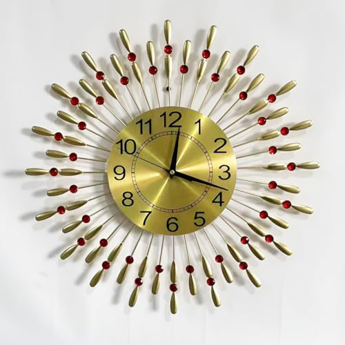 Jauhmui Moderne Wanduhr mit großen Ziffern 38 cm Gold Uhr für Wohnzimmer