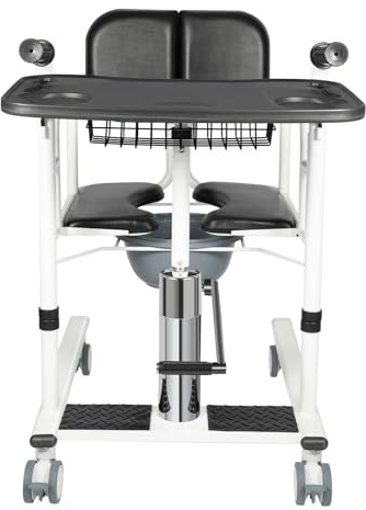 Elevador Hidráulico de Pacientes para el Hogar, Silla de Transferencia Hidráulica, Silla de Aseo con Función de Inodoro, Carga de 150 Kg, Altura del Asiento Ajustable, Para Personas Mayores