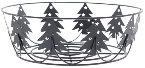 Festive Productions Cuenco de alambre negro para árbol de Navidad, decoración de mesa, 20 cm, decoración navideña para el hogar, idea de regalo para Navidad, decoración festiva