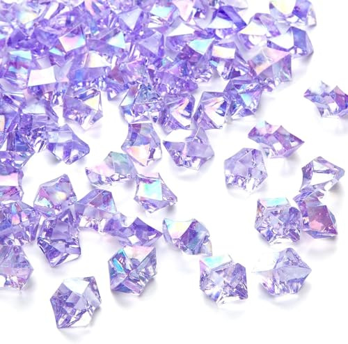 ERBO Edelsteine für Kinder, 100 Stück Diamanten Kinder, Lila Diamanten Deko, Vase Deko, Streudeko Tisch Hochzeit, Diamant, Acryl Kristallsteine für Kindergeburtstag Hochzeiten Tischdekorationen DIY