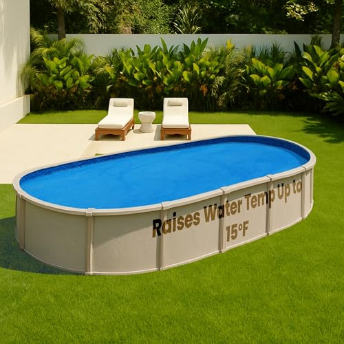 Sun2Solar Solar Pool Cover 16 Mil | 15 x 30 Ft Blue Solar Blanket | Oval Swimming Pool Cover | Water Conservation & Debris Protection