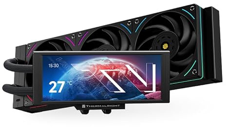 Thermalright Trofeo Vision 360 ARGB Schwarz CPU AIO Kühler, 360mm Kühler, IPS LCD-Bildschirm mit 1280x480 Auflösung, für AM4/AM5, Intel LGA1851/1700, 6,86 Zoll LCD Long Screen Hochleistungskühler