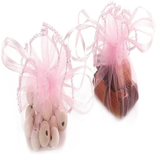 GreatRise 50 Stück Runde Organzasäckchen mit Kordelzug Bunt Organzabeutel Organza Geschenkbeutel Geschenktüten Schmuckbeutel für Geschenkverpackung Schmuck Kosmetik Süßigkeiten Rosa