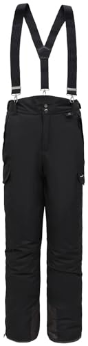 BenBoy Herren Skihose Gefüttert Warm Abnehmbaren Softshellhose Winddicht Wasserdicht Schneehose Hosenträgerhose mit Verstellbarer Träger Snowboardhose Outdoorhose Winter HXK7997M-Black1-S