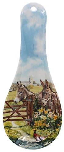 The Leonardo Collection Macneil Studios Donkey Kitchen Spoon Rest | Botanical Artwork, Durable Ceramic, Heat Resistant Finish, Countertop Protection, Elegant Kitchen Décor, Gift Choice