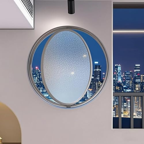 360° Rotating Tempered Glass Shed Window – White Aluminum Alloy Replacement for Kitchen Bathroom RV Greenhouse Tiny House (60cm/23.6in) – Flush Mount Design