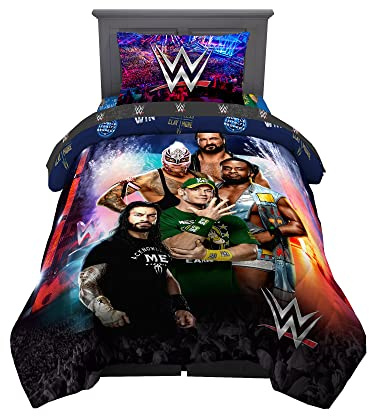 WWE Wrestlemania Kids Bedding Set, Super Soft Microfiber Comforter & Sheet Set, 4-Piece Twin, (Officially Licensed Product) by Franco