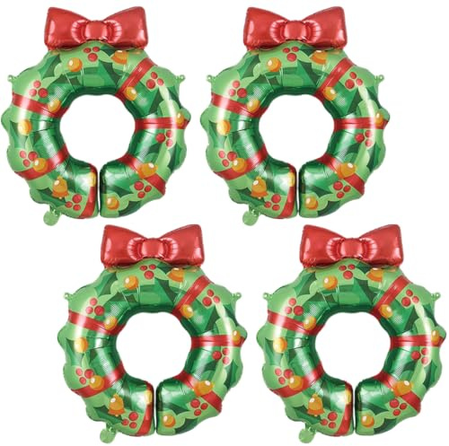 LQIOACU 4 Stück Weihnachtsdeko Helium Ballon Weihnachten, Weihnachts Deko Weihnachtsbaum-Kreis Folienballons, Weihnachten Deko Ballons, Weihnachtsbaumballons für Weihnachtsfeier
