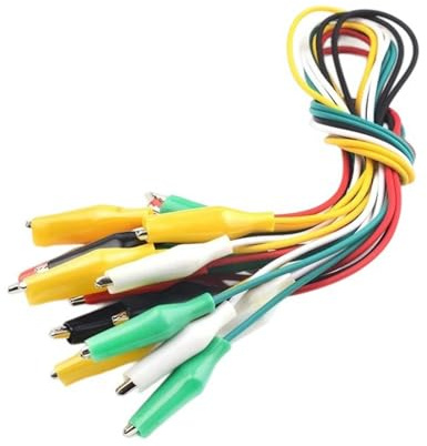 Kfwfuaee Lot de 10 pinces crocodiles pour fils de test électriques Différentes tailles Contacts métalliques de qualité supérieure Convient pour la réparation d'équipements de laboratoire Câble à pince