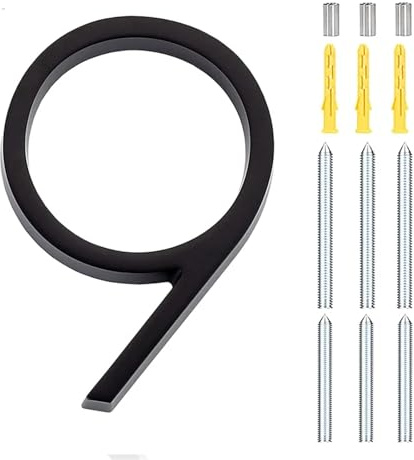 Numero Civico,Numero Civico Esterno Numeri Civici Esterni Galleggianti Da 142 Mm, Moderni Sulla Porta, Indirizzo Dell'appartamento Nero Extra Large E Targa For Cassetta Postale N. 0-9(9)