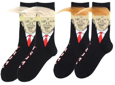 ROKZELT Calcetines Hombre Divertidos con Algodón, 2 Pares, Trump Motivo Calcetines, Estampados Graciosos, Coloridos, Casual Für Homme, Jóvenes, Regalo Navidad, Uso Diario