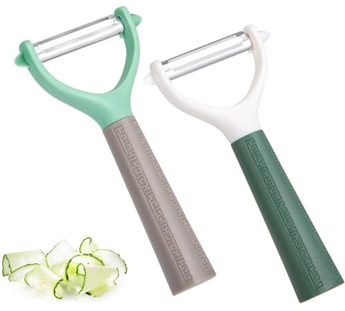 Euqvunn 2pcs Vegetable Peelers, Y-Shaped Potato Peeler for Kitchen, Swivel Fruit Peeler with Non-Slip Handle, Stainless Steel Carrot Peeler, 14,7cm x 7,5cm, Green
