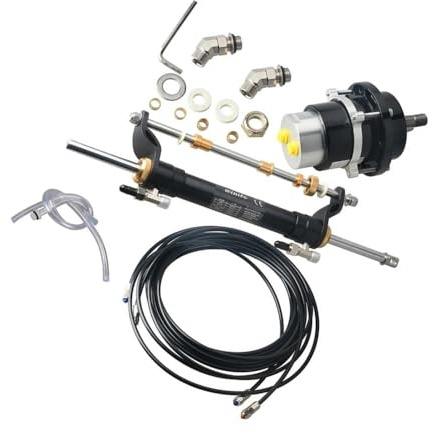 ResGcx Kit sterzo Idraulico for Motore fuoribordo Fino a 90 CV, Sistema di Marino con Cilindro e Tubi da 20 Piedi