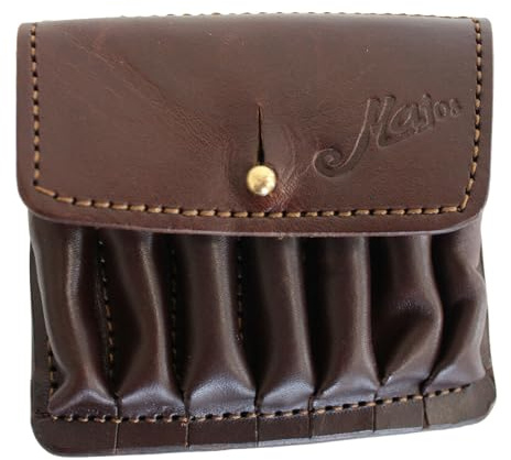 Patronenetui Leder Gürtel 7 Patronen – Munitionstasche Jagd | Patronenhalter Ledertasche Handgefertigt | Jagdzubehör Patronentasche Braun ET-02