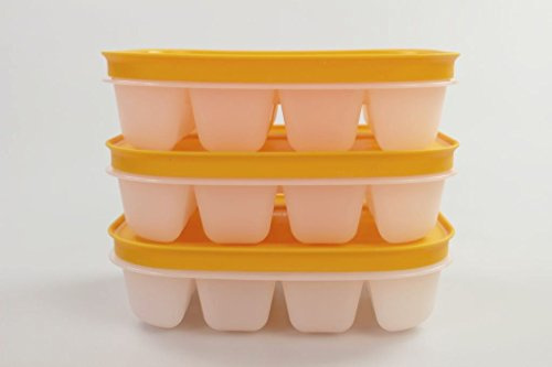 TUPPERWARE Gefrier-Behälter Eiswürfler (3) orange mit Deckel mini Eiswürfel Eis FBA 17625