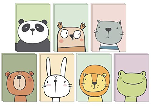 49 Ökofreundliche Tier Grußkarten ohne Text aus recyceltem Papier mit grünen recycelten Umschlägen für alle Anlässe