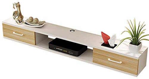 Xyanzi-Estanterias para DVDs Mueble Flotante para TV, Consola De TV Montado En La Pared Estante Madera Maciza, Teniendo 60 Libras. Estante de Almacenamiento Funcional (Color : B)