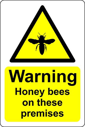 Warning honey bees on these premises Safety sign - 1.2mm Rigid plastic 300mm x 200mm