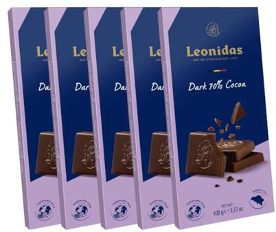 Leonidas Belgian Dark Chocolate Bars 70% Cocoa (6 x 100 g) – Premium Belgian Chocolatier Cocoa-Rich Bars | Intense Dark Chocolate Gift Pack | Luxury Chocolate for Gifting & Everyday Indulgence