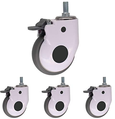 YJDQJL 4 Rotelle/Rotelle con Stelo Filettato, Rotelle Girevoli Silenziose 3/4 / 5inTPR / Rotelle con Freno, per Apparecchiature Mediche, Carrelli/B / 75mm