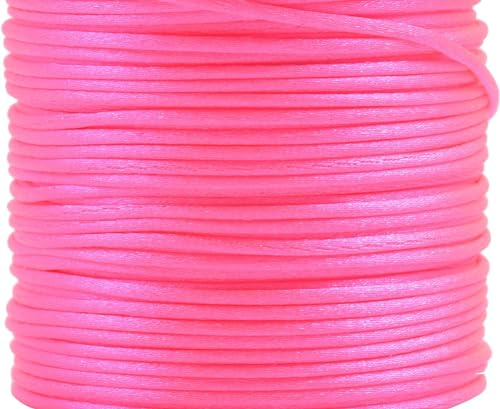 KONMAY 1.0mm Satinschnur/Flechtkordel Nylonschnur Friesen Faden Schnur für Schmuck Kunsthandwerk,73 Meters/Rolle, Neon Pink