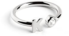 SINGULARU - Anillo Personalizado Letter Diamond Plata - Anillo Ajustable - Plata de Ley 925 con Acabado Baño de Rodio - Talla Unica - Joyas para Mujer - Hecho en España