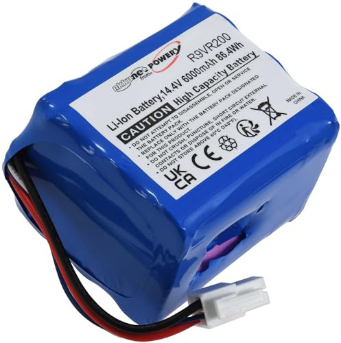akku-net Batteria per robot aspirapolvere Vorwerk VR200, VR300 Li-Ion 14,4V 6000mAh Nero