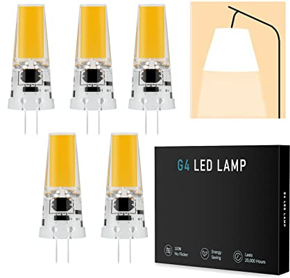 BVCL G4 LED Lampe, Warmweiß 3000K, dimmbare 5W G4 LED Birnen, 450LM, ersatz g4 Halogen Leuchtmittel 40W, Kein Flackern, AC/DC 12-24V(Color : Bianco Caldo, Size : 5 Pack)