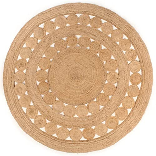 vidaXL Jutematta flätad design rund 240 cm, matta, golvmatta, rund matta, mattor, golvmattor, runda mattor