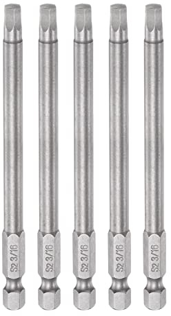 sourcing map 5pcs 3/16 Hexagonal Tournevis Embout SAE 1/4 Hexagonal Tige 4 Longueur Magnétique S2 Acier Perceuses électriques Forets