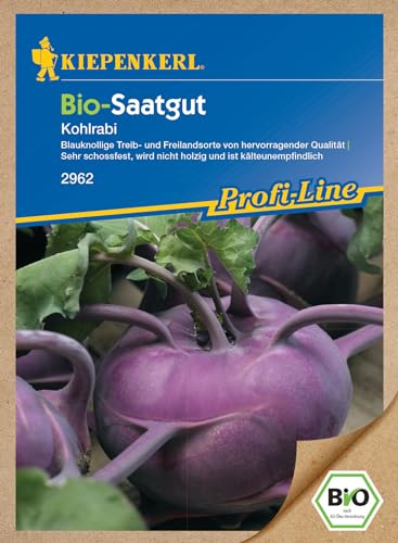 Kiepenkerl Profi-Line BIO Kohlrabisamen, blau 2962 | Blauknollige Treib- und Freilandsorte - schossfest - kälteunempfindlich - Gemüsesamen, Saatgut