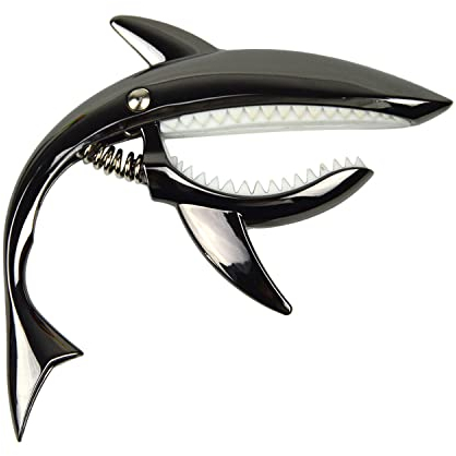 GERUI Kapodaster Hai Kapodaster aus Zinklegierung für Akustik- und E-Gitarren,Ukulele 6+12-Saiten mit gutem Griffgefühl, ohne Fret Buzz und langlebig,Haifisch-Design (schwarz)