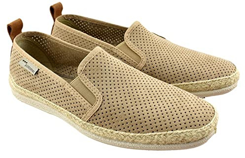 POTOMAC - Zapato de Lona con Plantilla Acolchada y elásticos Laterales 104422 Lona Hombre Color: BEIG Talla: 44