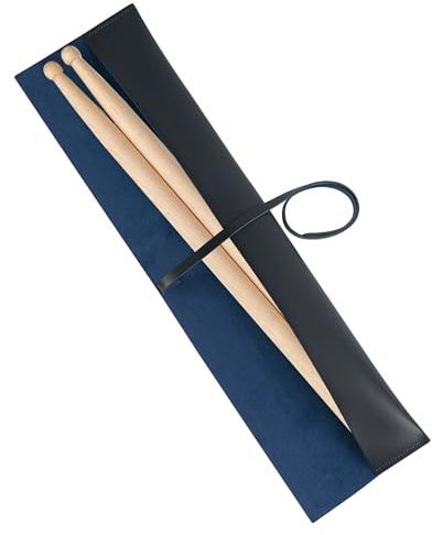 Musiin PU Leather Drumstick Bag Drum Stick Holder for Storage and Carrying, Drum Stick Storage Handbag and Carrying Case, Drum Accessories (Dark Blue)