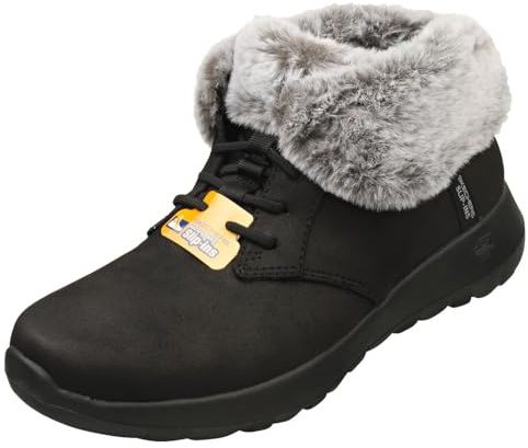 Skechers Women's On-The-Go Joy Cozy Charm Slip-In Trainers, Black/Gray Textile, 4.5 UK