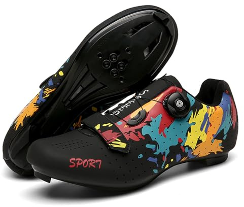Hixingo Fahrradschuhe Herren MTB Radsportschuhe Rennradschuh Mountainbike Schuhe Sneaker Atmungsaktive Indoor Outdoor-Radschuhe Fahrrad Schuhe, SPD/SPD-SL Kompatibles