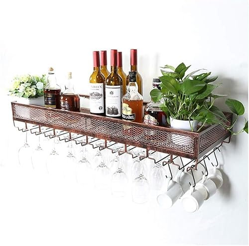 CATANK Weinregale, Bar Decor Home Wandmontage, Weinflaschenhalter Metall Industrial Vintage, Aufhängung Weinglashalter Stemware Storage Organizer, für Bar/Küche/Schrank/120Cm