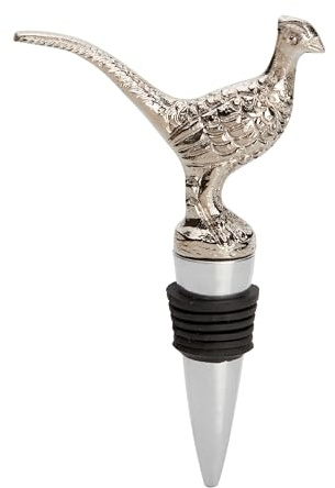 Pheasant Topped Bottle Stopper, Ideal for red and White Wine, Made with Nickel Plated Brass (4408)