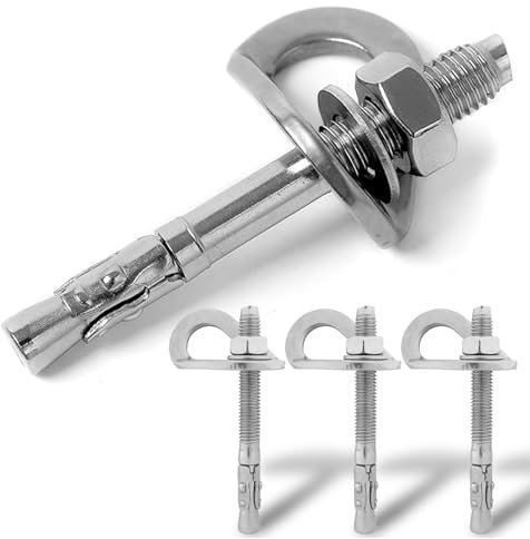 YERGOFE Kletterhalter-Anker-Set, 3-teilig, 12 mm Bolzen/30 kN – Edelstahl-Bolzenaufhänger und Bolzen, robustes Klettern, hält Gewicht 3000 kg, für Indoor-, Outdoor-Kletterzug, Hocharbeiter,