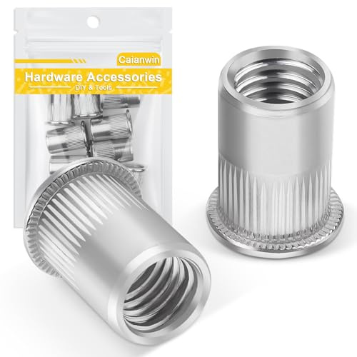 Caianwin 10 Stück Flachkopf Nietmuttern M12, Edelstahl A2 V2A, Blindnietmuttern für Metall, Kunststoff, Glasfaser