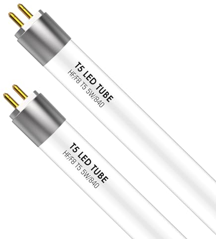 IHYCTV LED TUBE T5 COURT 288 mm, Tube LED pour ballast électronique, 5W, 685 lm, 4000K, Culot G5, Rétrofit Remplacement classique des ampoules T5 8W, Lumière blanc neutre 840, 2-Pack