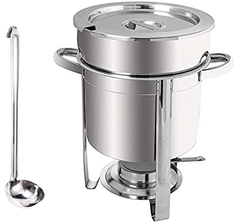 Soup Warme, Stainless Steel Soup Chafer Food Warmer Chafing Dish Buffet Set with Spoon for Parties Chilli and Gumbo,7L