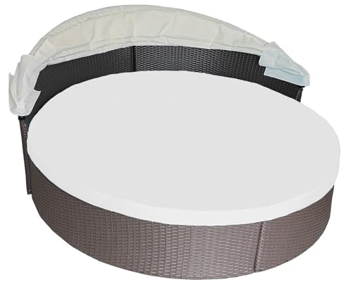 SOWINOS 167,6 cm runder Ersatz-Kissenbezug für den Außenbereich, UV-Schutz, wasserabweisend, Terrassen-Sonnenliegenbezug mit Gummiband, nahtloses Design für Sonnenliegen-Zubehör, Reinweiß (nur Bezug)