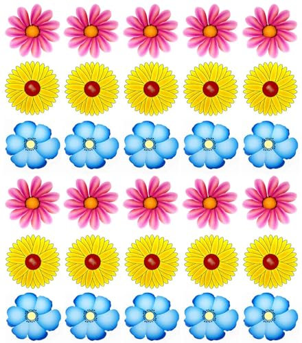 30PCS Fly Trap, Fly Killer, Windows Fly Catcher, Flower Style Fly Paper, Fruit Fly Trap Indoor for Home Use, Nontoxic and Pesticide-Free (Yellow + Pink + Blue)