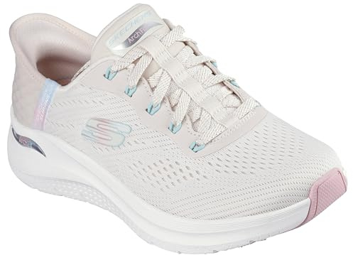 Skechers dam handsfree slipins båge passar 2,0-lätt ChicSneaker, Naturlig nät rosa trim, 38 EU