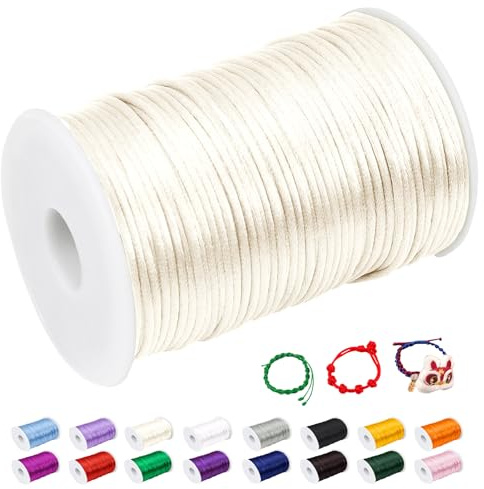 CAMAL Nylonschnur 2mm nylonfaden 100m Armband Schnur für Perlenschnur Nylon makramee Schnur für Chinesische Knüpfschnur, Windspielschnur, Kunsthandwerk (Beige)