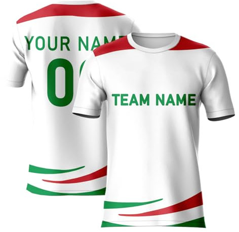 Maglietta personalizzata Italia per uomo, donna e bambino, maglietta da calcio con scritta in lingua inglese European Country Support, con scritta Add Team Name Number Team 2024 Away Jersey, bianco