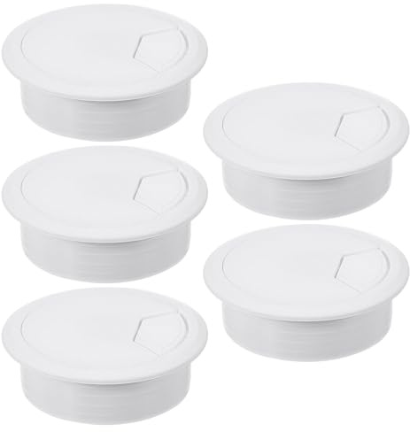 PATIKIL Cable Hole Cover, 5pcs 1.97inch/50mm Desk Wire Cord Cable Grommets Hole Cover for Office PC Desk Cable Cord Organizer, White