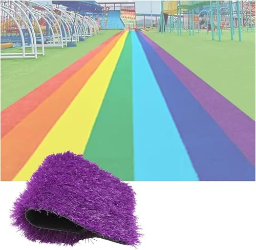 Alfombra de césped artificial realista para decoración de jardín, alfombra de boda, alfombra de césped, color morado, 23.64 x 78.80 pulgadas
